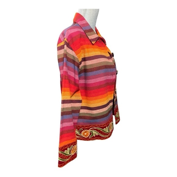 Tan-Zara Tantrums Western Aztec Embroidered Rainbow Button Front Jacket size S - Picture 2 of 13